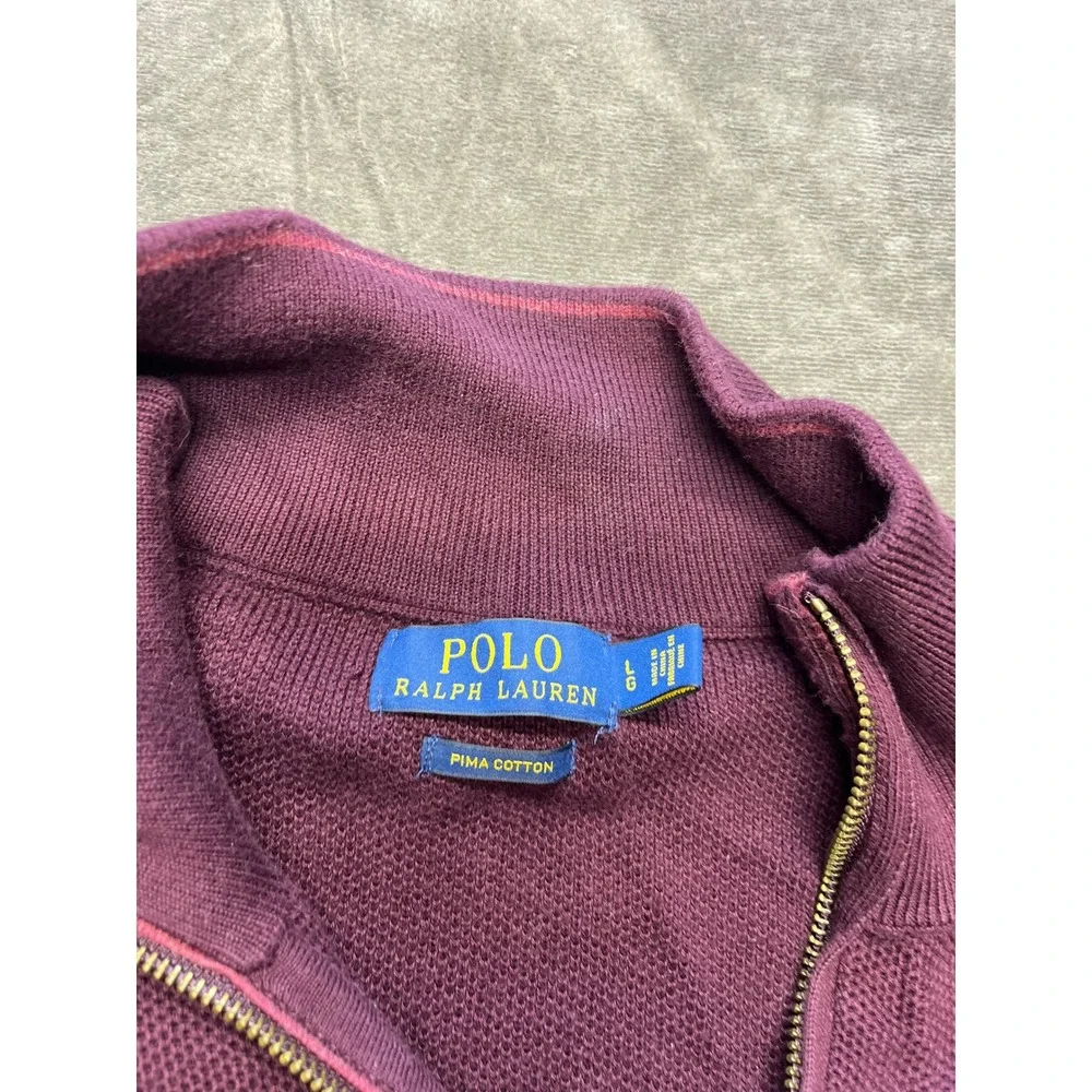 Polo Ralph Lauren Pima Cotton Quarter Zip Pullover Sweater - Mens large burgundy